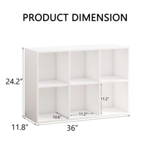 NewBeth Wooden 6 Cube Storage Organizer with Closed Back Panel,White Cube Shelf Heavy Duty Cubby Storage Organizer with Compartments for Living,Display Shelf,Shelf,Bookshelf