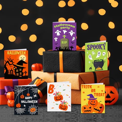 NEBURORA 30 Pack Halloween Greeting Cards with Envelopes and Stickers for Halloween Party Favors Gifts Goodie Bag Fillers