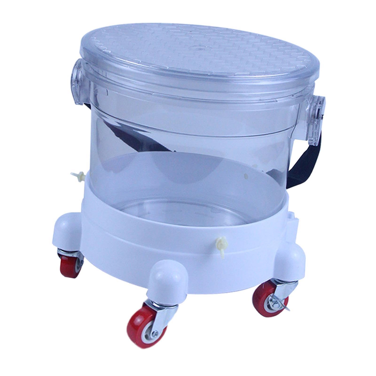 QccHieUs Car Wash Bucket with 5 Swivel Wheel Casters Professional Transparent Structure