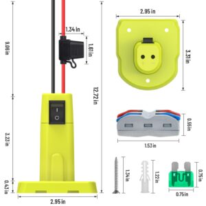 1 Pack Power Wheel Adapter for Ryobi 18V Battery, Upgraded Battery Converter Kit with Switch, Fuse & Wire Terminals, 12 AWG Wire, Power Connector for DIY RC Car Toys Robotics