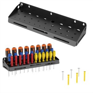 valuxpro screwdriver organizer wall mount, screwdriver holder storage rack tool for workshop, shed, garage, home, stores up to 32 screwdrivers or small tools