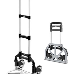 Folding Hand Truck, Dolly Cart with Wheels Foldable, Lightweight Aluminum Luggage Cart Portable Collapsible Trolly for Utility Cart, Hand Trucks for Moving Travel Shopping Airport Office