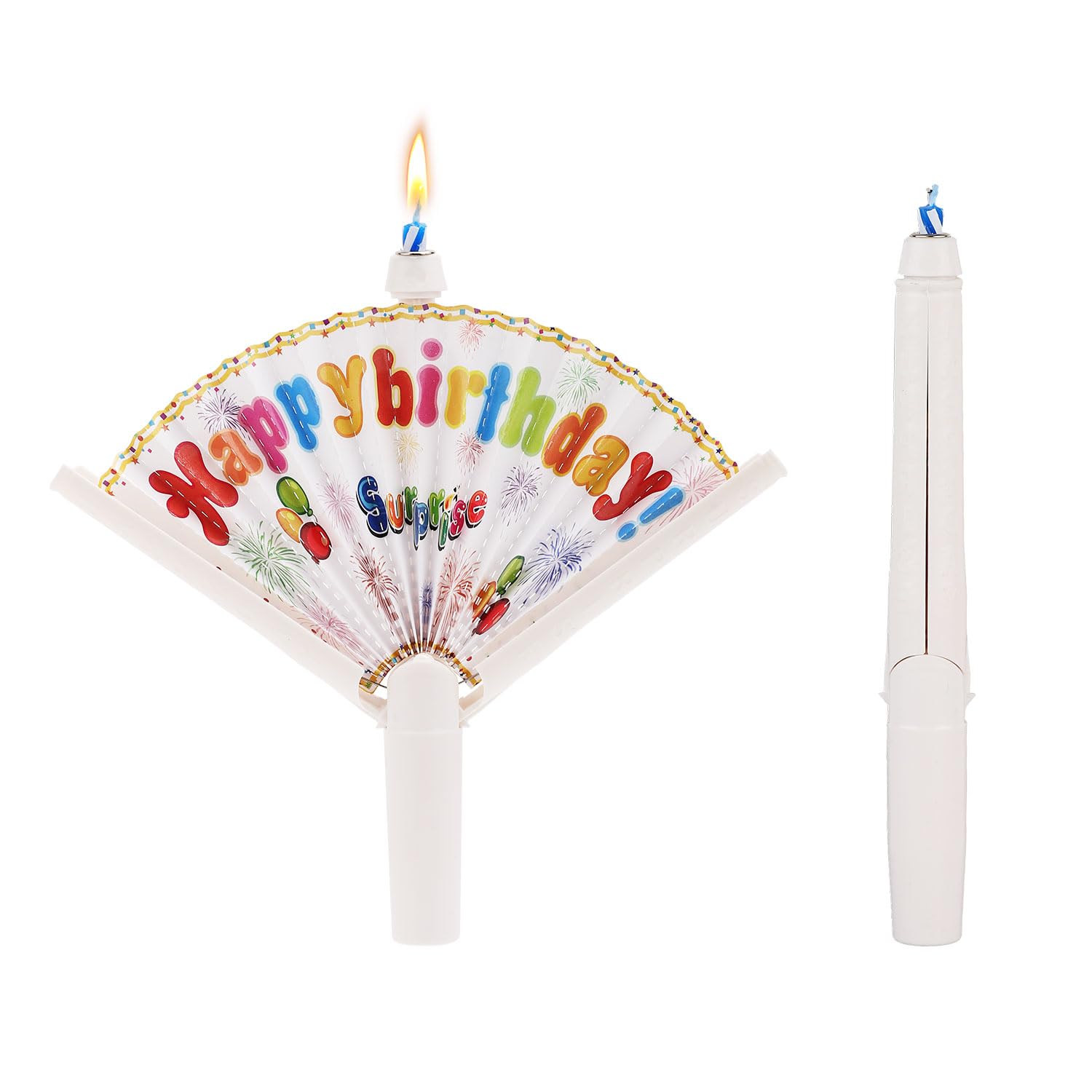 2pcs Novelty Fan Birthday Candle, Pop-up Surprise Clown Birthday Candles Funny Cake Topper Candle Trick Candles Creative Happy Birthday Candles for Party Supplies