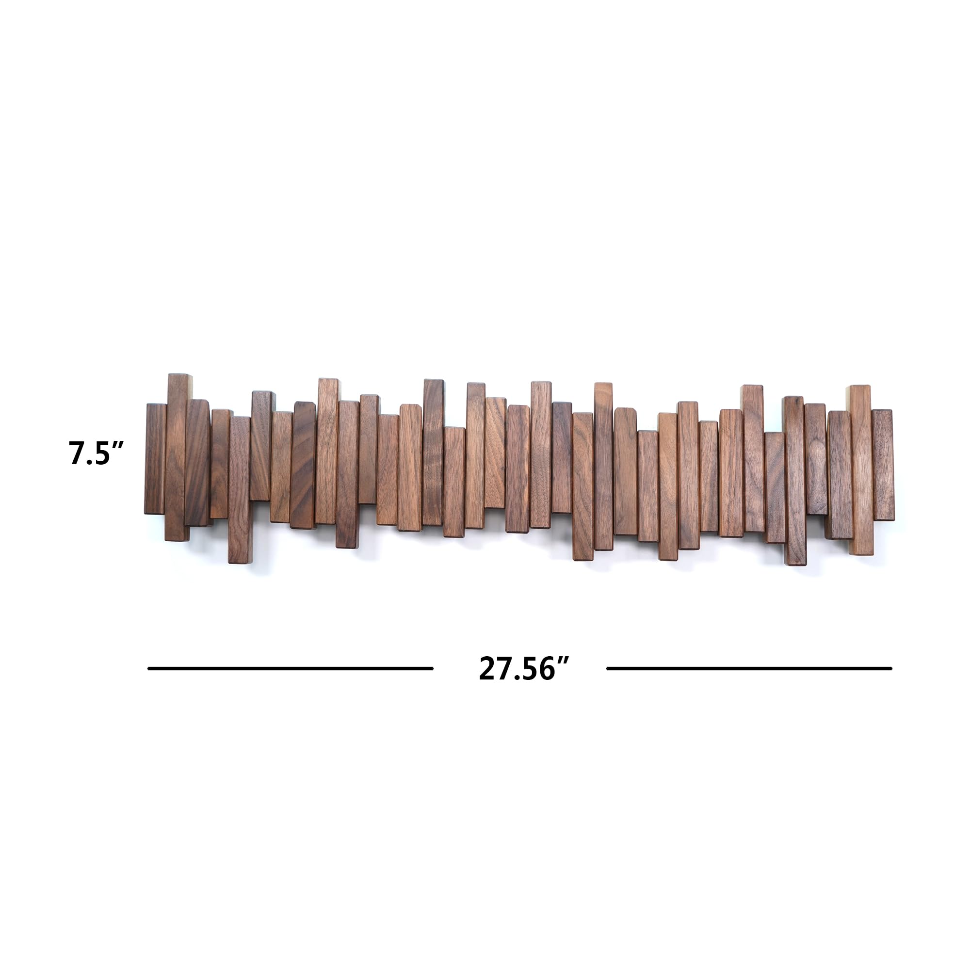 Acsigesn Wooden Coat Rack Wall Mounted Sticks Multi Rack Solid Handmade Natural Walnut Wood Artwork with 7 Flip-Down Unique Modern Hooks for Coats Bag Hat Umbrella