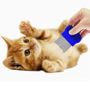 Pets Grooming Comb for Flea Tick Lice Tear Stain Remover for Cats Dogs Round Fine Teeth for Removing Crust Mucus Knots