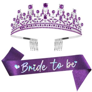 bride to be tiara and sash party kit bridal shower tiara women party favors supplies decorations purple