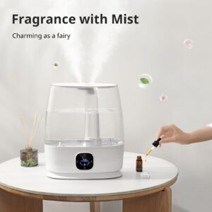 TASIGOK Humidifiers for Bedroom Home, 6L Cool and Warm Mist Air Humidifier for Large Room Baby Nursery, 50H Easy Clean and Top Fill, Quiet with Ultrasonic, Essential Oils, Auto Mode, for House, Plants