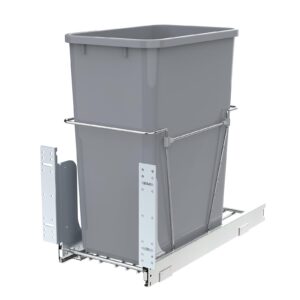 single pullout trash can for under kitchen cabinets include single 35qt trash bin doesn't include door fittings, bottom-mount recycling bin