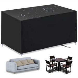 patio furniture covers heavy rectangular outdoor couch cover, 420d waterproof furniture covering anti-uv windproof patio table covers for table chair rattan furniture black l59 xw59 xh30