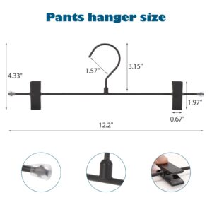 16-Pack Black Pants Hanger, Adjustable Women's Skirt Hanger, Jeans Hanger Pants Hanger, Heavy Duty Space Saving Shorts Hanger