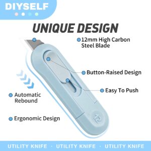 DIYSELF 8 Pack Box Cutter, Box Cutter Retractable Letter Opener, Cute Utility Knife Exacto Knife for School, Razor Knife for Crafts, Paper, Packages, Small Box Cutters Bulk for Women Girls