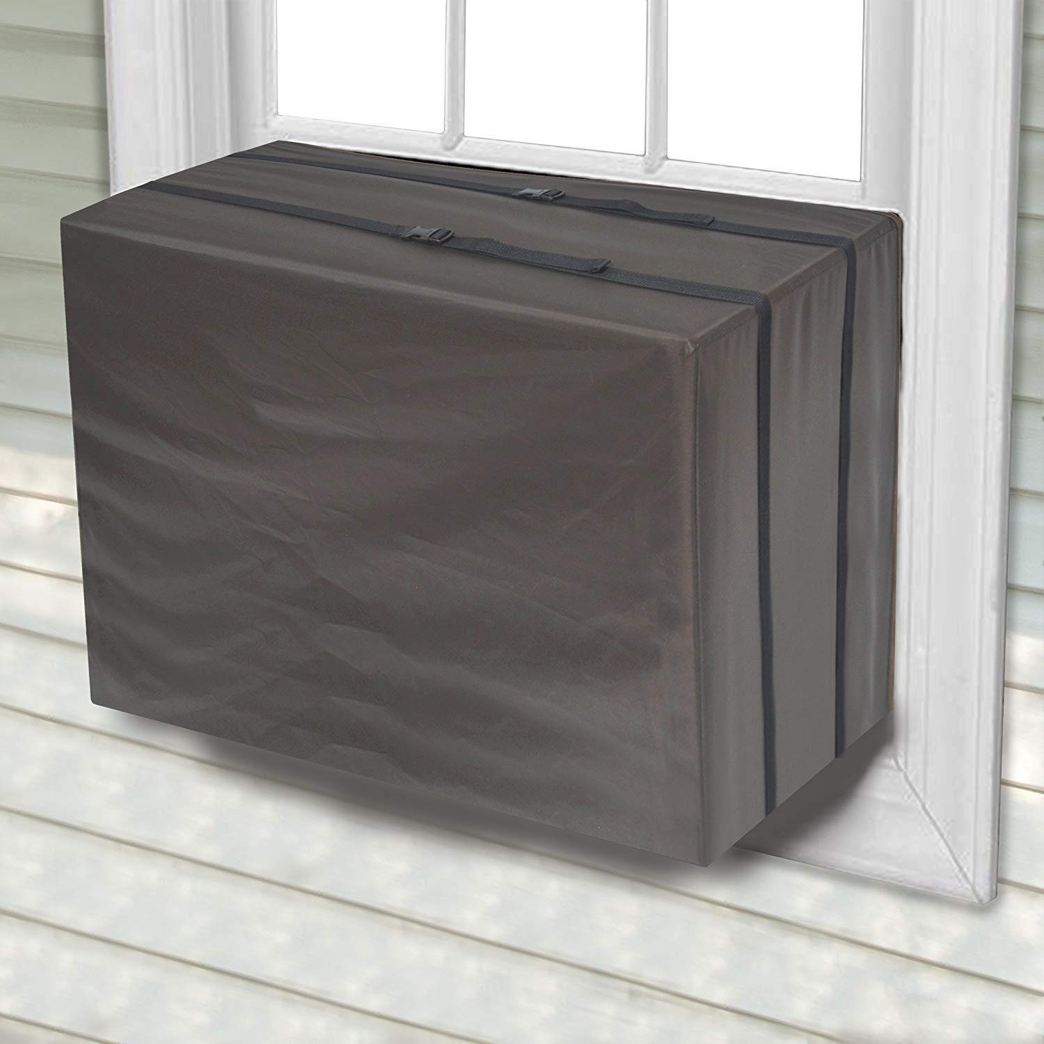 Fixiooz Air Conditioner Cover for Outside Unit,Water-Resistant Outdoor Window Square AC Cover, Outside Window Protection Cover Winter AC Cover 17X13X12 Inches, Black