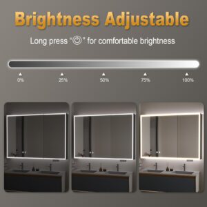 Lighted Medicine Cabinet with Mirror, Led Medicine Cabinet with Color Adjustment and Anti-Fog Mirror, Easy to Install 2 Doors Aluminum Wall Mounted Cabinet 31.5'' x 23.6'',Black