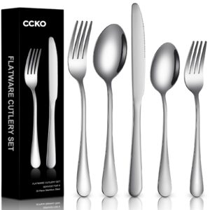 silverware set for 6 premium stainless steel cutlery set mirror polished flatware set 30 piece knife forks and spoons silverware set food-grade tableware utensils set for restaurant dishwasher safe