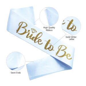 Ashaqshnglee Bride to Be Sash, Bachelorette Party Sash for Bridal Shower Wedding Party Favors Accessories Supplies Engagement Gifts,White Satin with Glitter Letter Gold