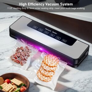 Live Go Food Saver Vacuum Sealer Machine,High-Speed Continuous Working Suction Power Food Sealer with 10 Airtight Bags and Accessory Hose for Food Save and Storage