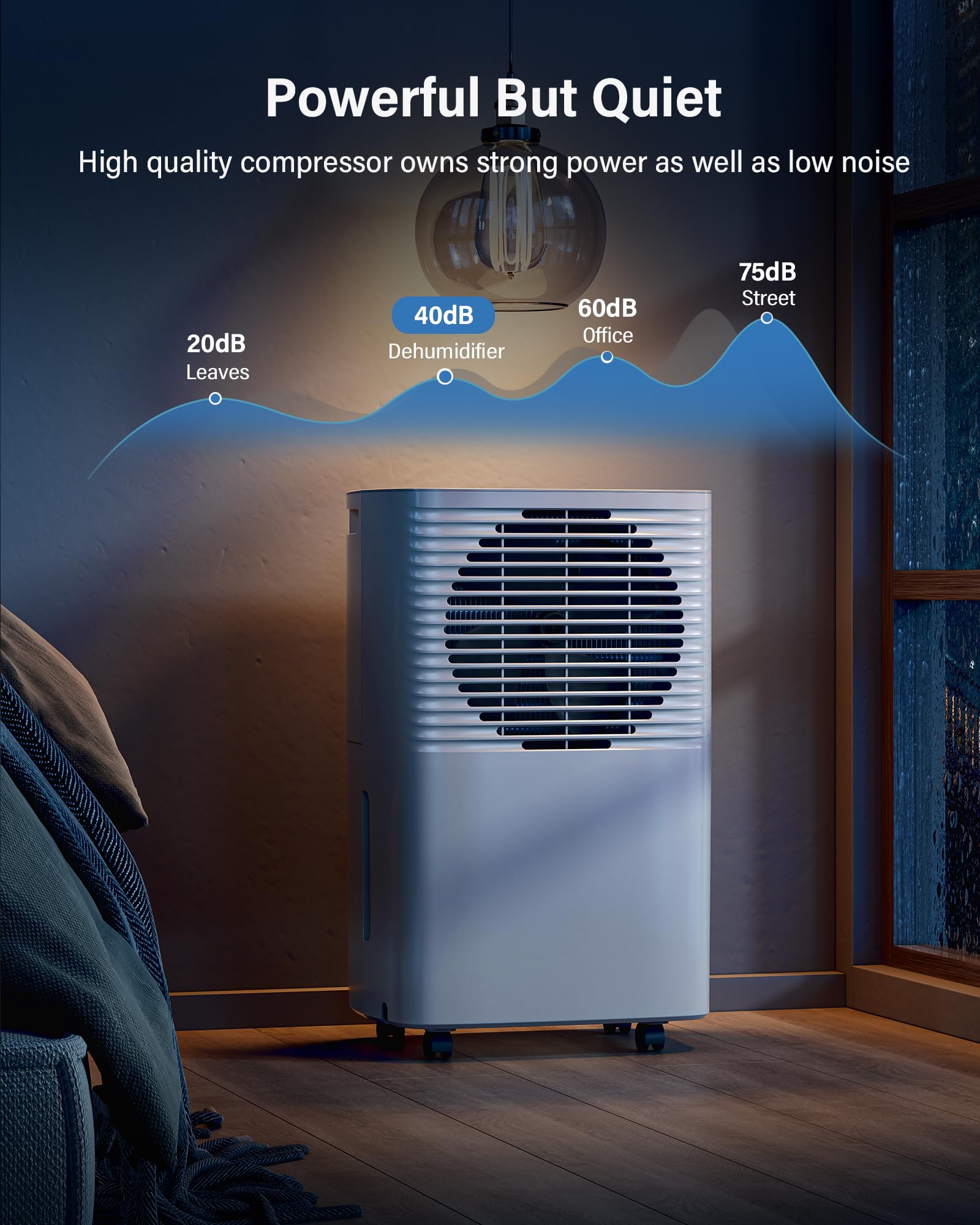 Hansabenne 30-Pints Dehumidifier for Basements - 2000 Sq. Ft. Compact Dehumidifier with Auto or Manual Drainage- Compact Dehumidifier with Intelligent Humidity Control | Auto Defrost | Dry Clothes