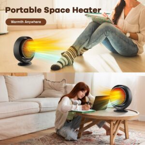 Space Heaters for Indoor Use, Portable Heater PTC Fast Heating, Electric Heater with 2 Heating Modes, Safe Quiet Ceramic Heater with Thermostat, Small Space Heater for Office Desk Bedroom Bathroom