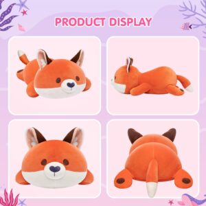 Mewaii Cute Fox Plush Pillow, Kawaii Plushies Red Fox Stuffed Animals, Squishy Plushies, Cuddle Plush Pillow for Boys & Girls