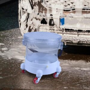 QccHieUs Car Wash Bucket with 5 Swivel Wheel Casters Professional Transparent Structure