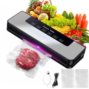 live go food saver vacuum sealer machine,high-speed continuous working suction power food sealer with 10 airtight bags and accessory hose for food save and storage