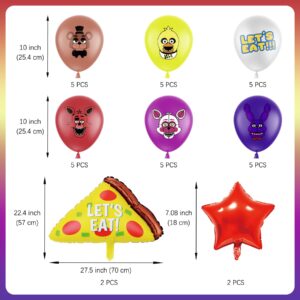 HOMEZZO Five Nights Game Party Balloons Set, Five Nights Printed Balloons Pizza Star Balloons for Halloween and Game Party