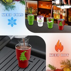 LSBIYUTEFO Mini Shot Glasses with Lids and Straws, 3 oz Cute Christmas Style Stainless Steel Insulated Sublimation Tumbler Cup for Drink Cocktail Bar Beach Party Gift (6 Packs)