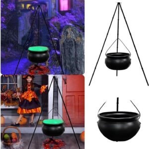 Generic 30 Inches Tall Large Witch Cauldron, Halloween Outdoor Decorations Halloween Cauldron on Tripod with Green Lights, Witch Pot of Brew for Halloween Party Witch Accessories, Black