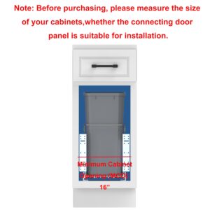 Single Pullout Trash Can for Under Kitchen Cabinets Include Single 35QT Trash Bin Doesn't Include Door Fittings, Bottom-Mount Recycling Bin