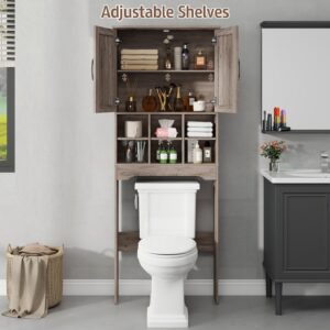 Befrases Over The Toilet Storage Cabinet with 2 Doors Storage Cabinet, Bathroom Storage Cabinet with Adjustable Storage Compartments, Suitable for Bathroom, Laundry Room, Small Spaces, Grey