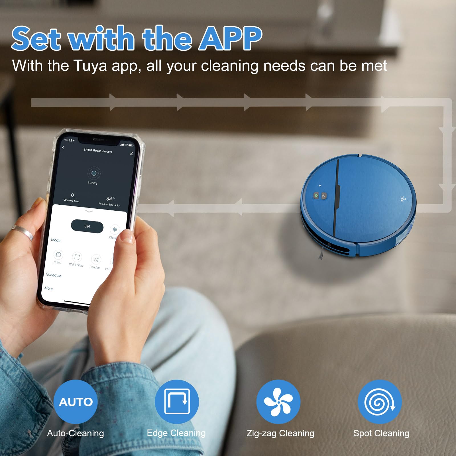 Robot Vacuum and Mop Combo, 2 in 1 Mopping Robot Vacuum Cleaner Compatible with WiFi/App, Robotic Vacuum Up to 2300Pa Suction, Self-Charging, Slim, Ideal for Hard Floor, Pet Hair, Low Pile Carpet