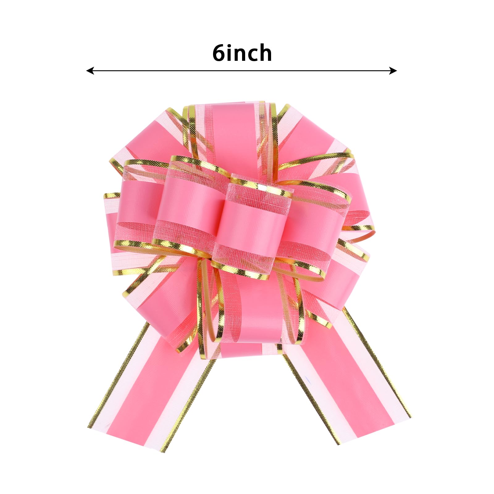 HCHENBOW 6 Pieces Large Pull Bows, 6 inches Gift Bow, Christmas, Party Birthday Gift Bow, Wedding Ribbon Bows for Wrapping Boxes or Baskets Decorations, Valentine's Day Gift Decorations Bow (Pink)