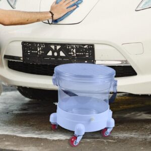 QccHieUs Car Wash Bucket with 5 Swivel Wheel Casters Professional Transparent Structure