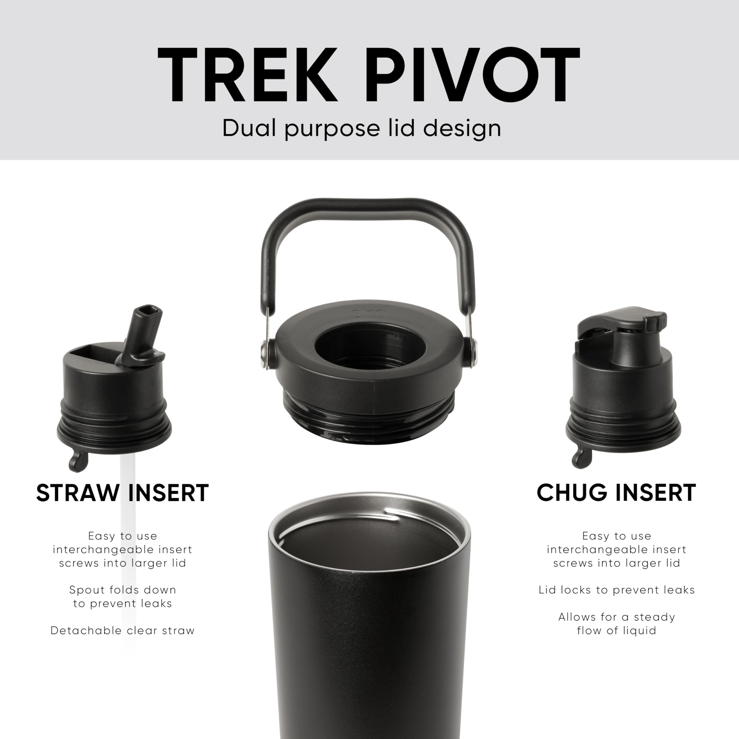 Simple Modern Trek Pivot | 30oz Flip Straw Tumbler with Handle | Water Bottle & Boot | Interchangeable Straw & Chug Lids | Insulated Stainless Steel Jug | Gym Sports Outdoors | Sea Glass Sage