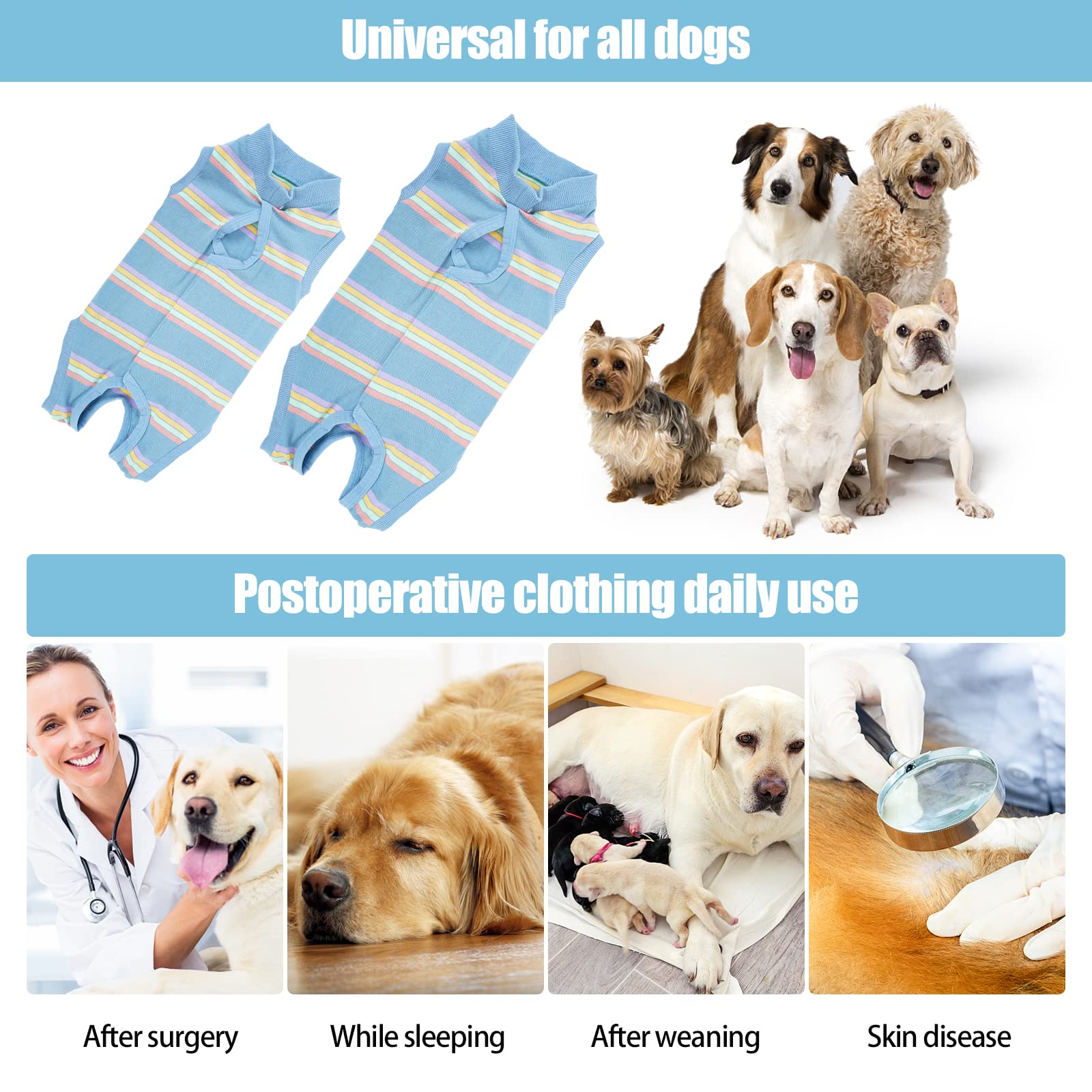 Dog Recovery Suit, E-Collar Tapered Alternative, Universal Recovery Suit for Male and Female Dogs, Breathable Dog Surgical Gowns for Weaning, Post-Op and Skin Problems