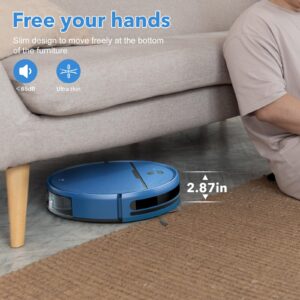 Robot Vacuum and Mop Combo, 2 in 1 Mopping Robot Vacuum Cleaner Compatible with WiFi/App, Robotic Vacuum Up to 2300Pa Suction, Self-Charging, Slim, Ideal for Hard Floor, Pet Hair, Low Pile Carpet