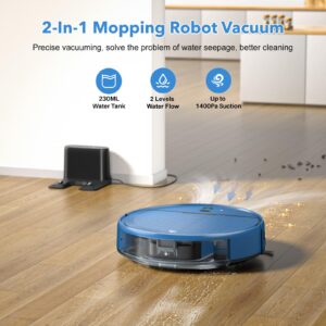 Robot Vacuum and Mop Combo, 2 in 1 Mopping Robot Vacuum Cleaner Compatible with WiFi/App, Robotic Vacuum Up to 2300Pa Suction, Self-Charging, Slim, Ideal for Hard Floor, Pet Hair, Low Pile Carpet