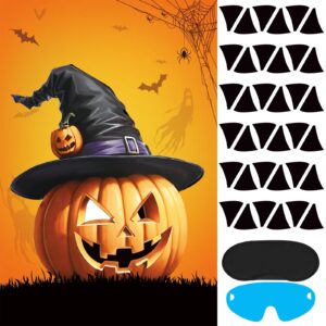 hxezoc halloween games for kids, pin the eyes on the pumpkin with 24 pcs eye stickers, pin the tail party games for boys girls halloween party birthday party supplies