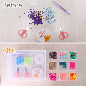 Xenophoer 31pcs Bead Organizers and Storage, Small Bead Organizer Box Plastic Mini Clear Bead Storage Containers Case with Ractangle Hinged Lid for Jewelry Craft Diy Nail Diamond Bracelet Making