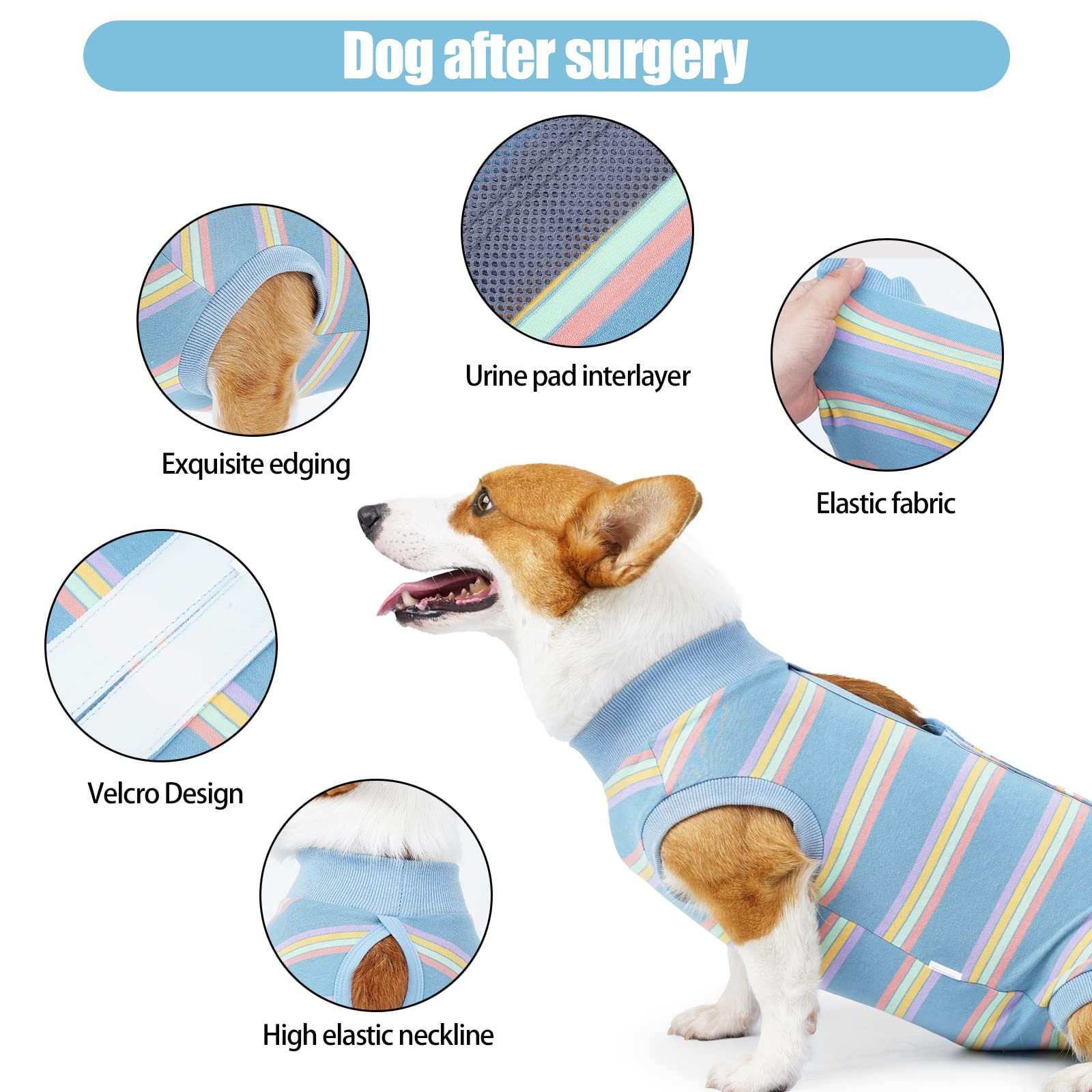 Dog Recovery Suit, E-Collar Tapered Alternative, Universal Recovery Suit for Male and Female Dogs, Breathable Dog Surgical Gowns for Weaning, Post-Op and Skin Problems