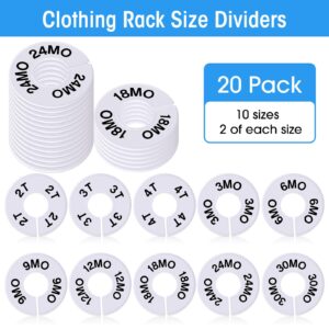 Blulu 20 Pack Clothing Rack Size Dividers Round Hangers Dividers