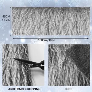 Faux Fur Fabric Christmas Winter Squares Shaggy Fur Fabric Patches Black Gray 18x40 Inch for DIY Craft Hobby Halloween Winter Costume Decoration