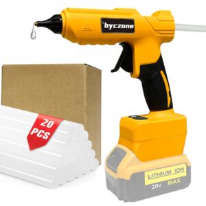 cordless 100w hot glue gun for dewalt 20v battery, handheld wireless power heavy duty hot glue gun full size kit with 20pcs hot glue sticks for home repair, arts & crafts(battery not include)