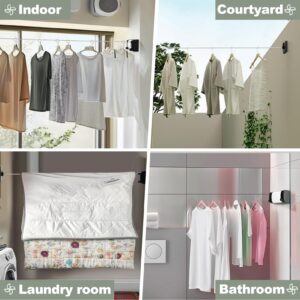 LeeQinersw Retractable Clothesline Indoor - Double Laundry Line ABS Case Wall Mounted Expandable Heavy Duty Washing Line for Hanging Clothes Outdoor 13.8ft 304 Stainless String