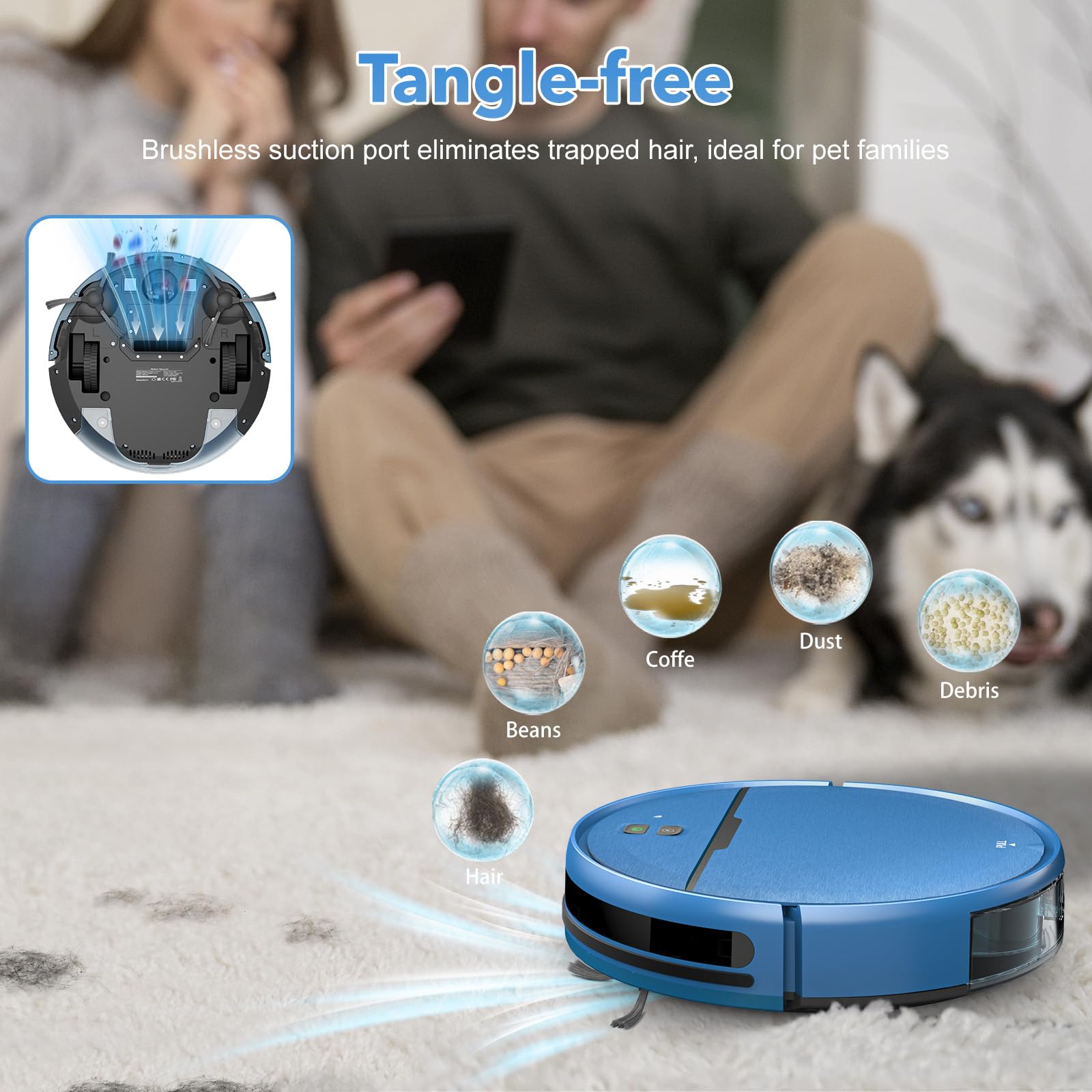 Robot Vacuum and Mop Combo, 2 in 1 Mopping Robot Vacuum Cleaner Compatible with WiFi/App, Robotic Vacuum Up to 2300Pa Suction, Self-Charging, Slim, Ideal for Hard Floor, Pet Hair, Low Pile Carpet