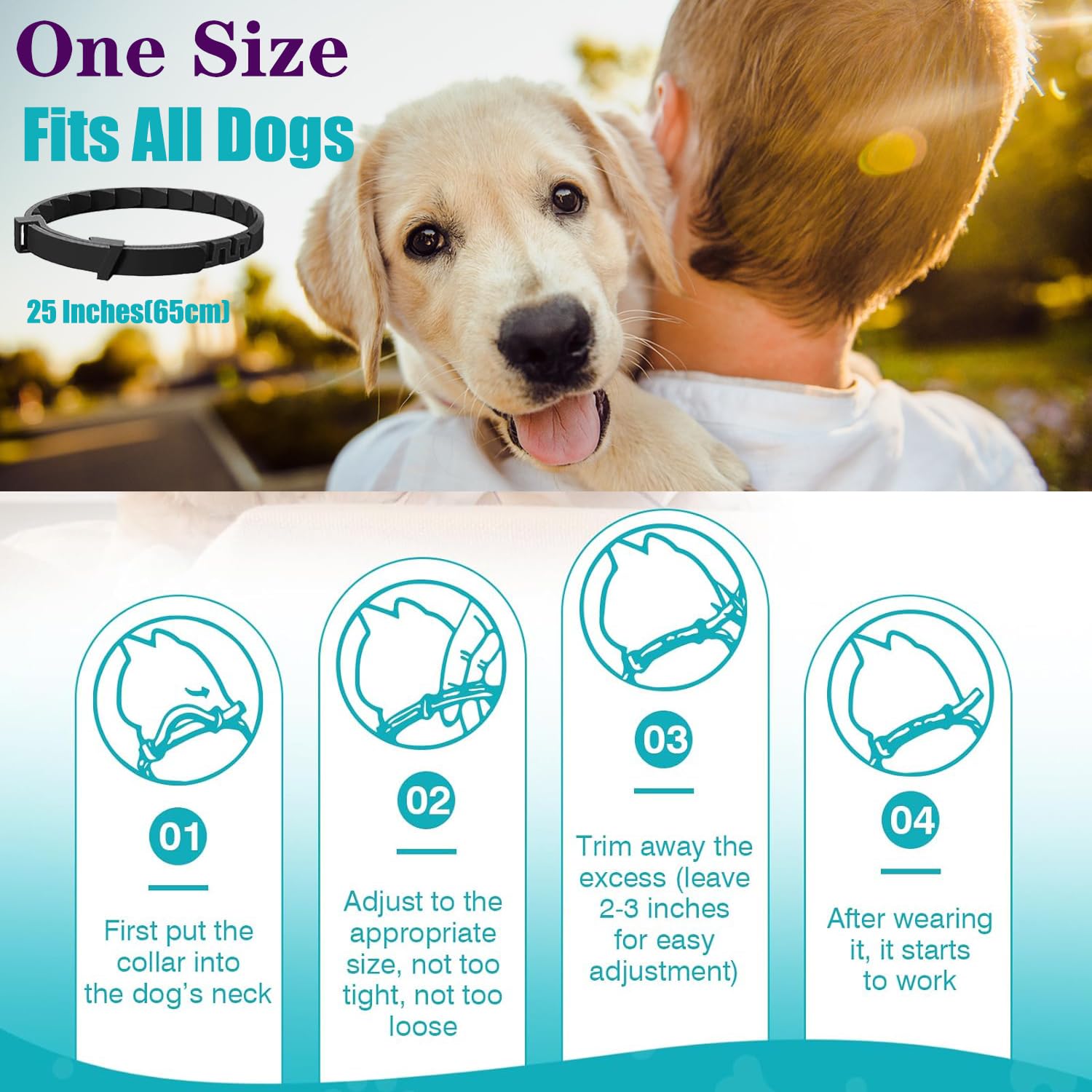 Calming Collar for Dogs 4 Packs Dog Pheromone Calm Collars for Dogs 60 Days Dog Relief Anxiety Stress 25 Inches Dog Calming Adjustable for All Small Medium and Large Dog