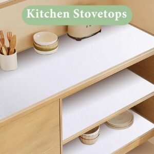 Shelf Liners for Kitchen Cabinets 12in x 20FT Non Adhesive Drawer Liner Pure White Thickened Shelf Liner Strong Non-Slip Easy to Clean for Tool Box Refrigerator with Knife and Tape Measure