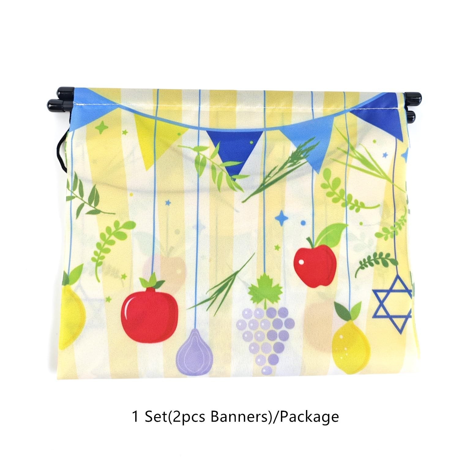 LOONELO Happy Sukkot Porch Banner with 70.9" X 11.8", Etrog Lulav Jewish Holiday Hanging Porch Sign, Sukkah Jewish Hebrewh Party Decorations Supplies for Jewish Holiday Sukkot Celebration Festival