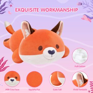 Mewaii Cute Fox Plush Pillow, Kawaii Plushies Red Fox Stuffed Animals, Squishy Plushies, Cuddle Plush Pillow for Boys & Girls