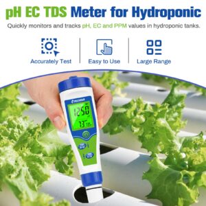 UIUZMAR pH Salt Tester for Swimming Pool Salinity Tester pH Meter Upgrade Simultaneous Display TDS EC PPM Meter for Hydroponics Salt Meter for Aquarium Fish Tank Saltwater Hot Tub Spa